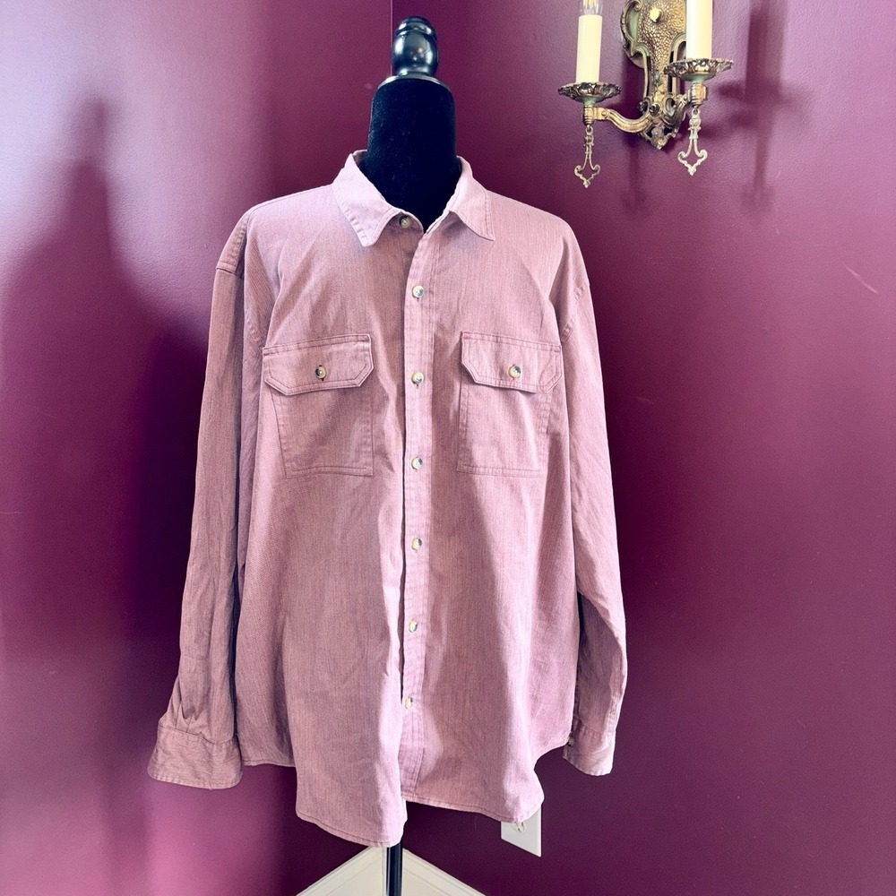 Wrangler Shirt Mens XL Burgandy Workwear Cotton Blend Long Sleeve Button